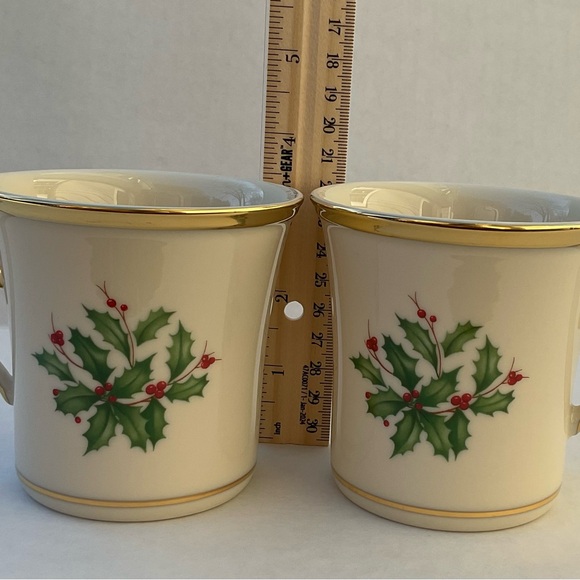 Lenox Holiday Dimensions Fine Porcelain Tea Coffee Cups 2 Dishwasher Saf… - Picture 3 of 9